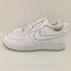 Nike Air Force One Sneakers, White and Honeydew, Mens size 8 / Women’s size 9.5
